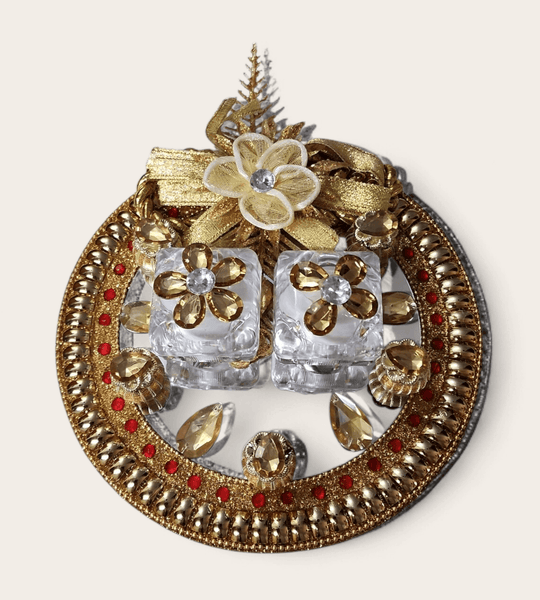 Round Red and Gold Double Ring Tray