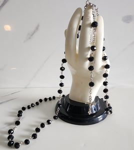 Black Fancy Bead Rosary with Cross