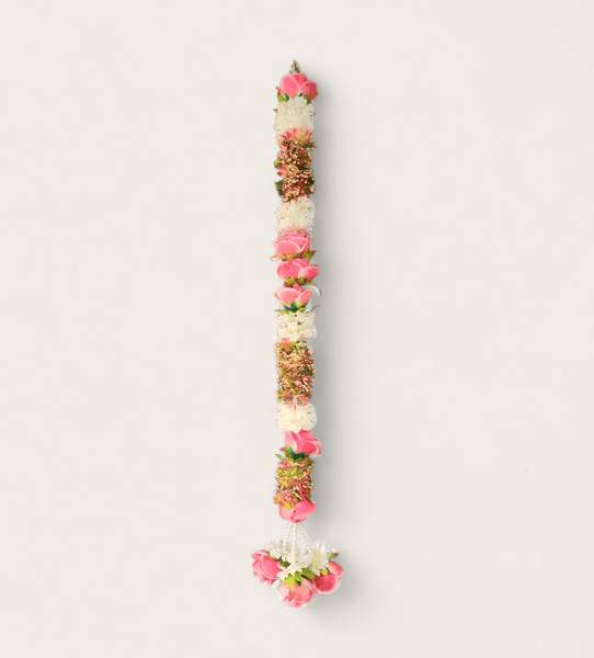 Rose pink pearl Fibre flowers with white (90 cm)