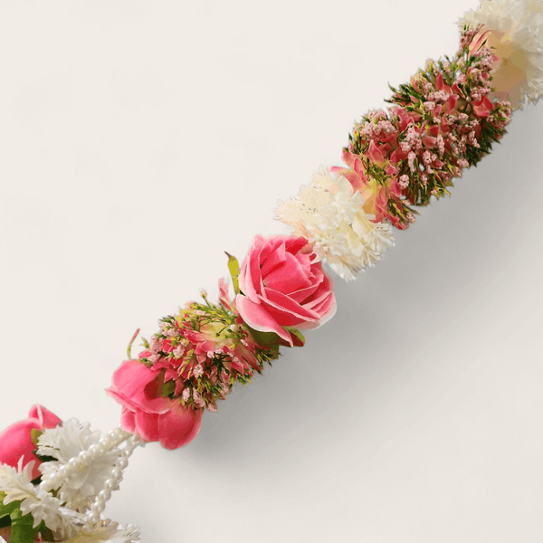 Rose pink pearl Fibre flowers with white (90 cm)