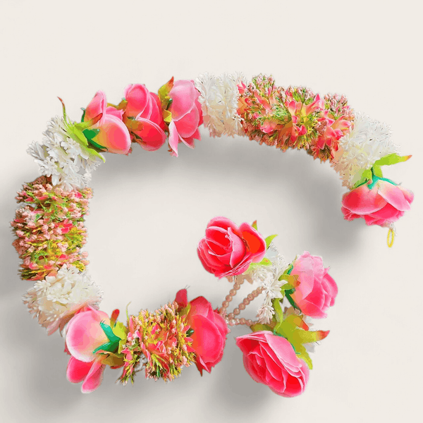 Rose pink pearl Fibre flowers with white (90 cm)