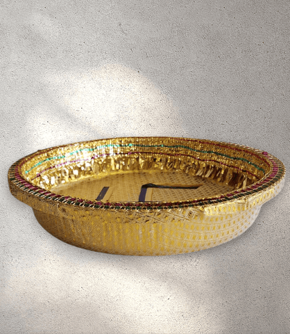 Gold Bandani Swastika Round Tray