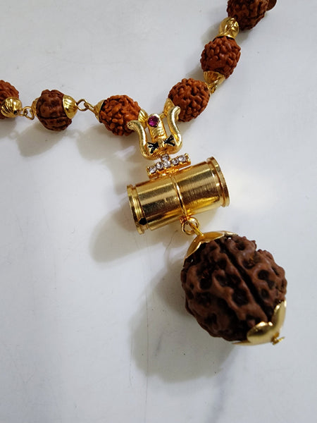 Rudraksha Trishul Damaru Mala with Locket