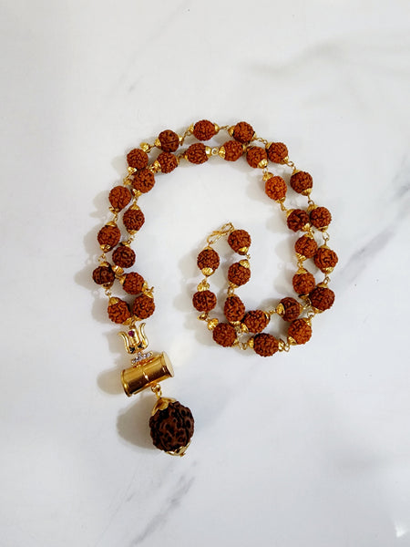 Rudraksha Trishul Damaru Mala with Locket