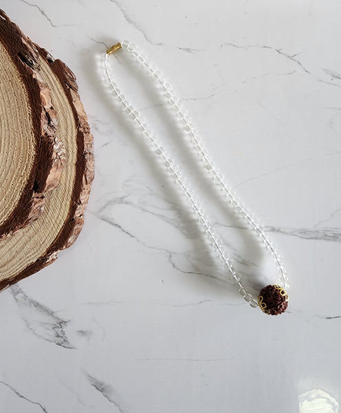 Quartz Mala (Sphatik Mala) with Rudraksha