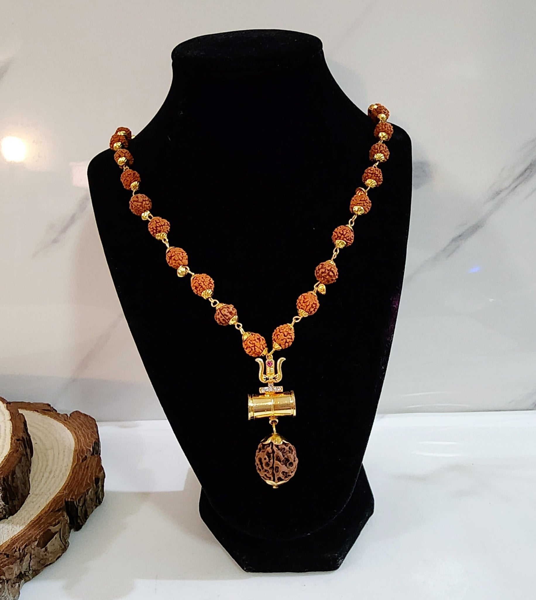 Rudraksha Trishul Damaru Mala with Locket