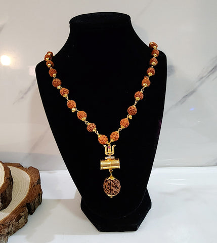 Rudraksha Trishul Damaru Mala with Locket