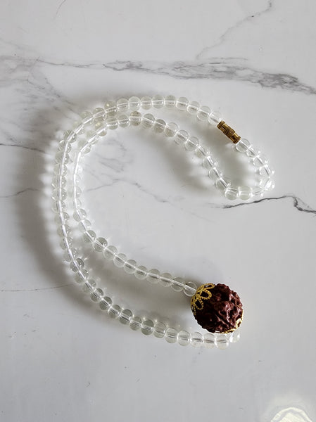 Quartz Mala (Sphatik Mala) with Rudraksha