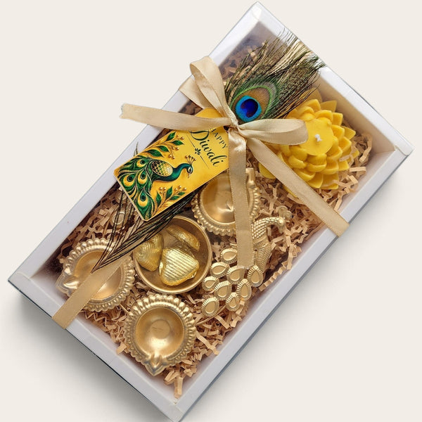 Saffron Peacock and Lotus Diwali Gift Set