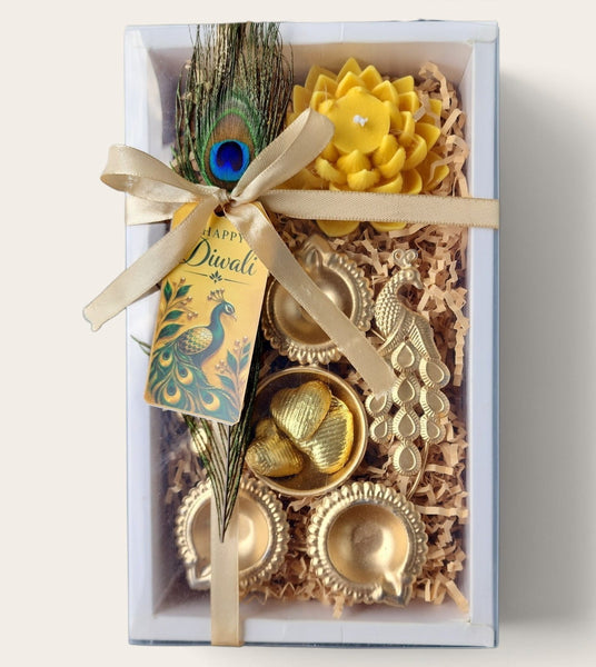 Saffron Peacock and Lotus Diwali Gift Set