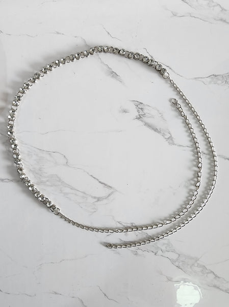 Single Line Silver Sari Belt
