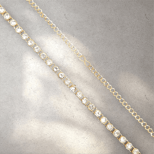 Single Line Gold and Silver Sari Belt