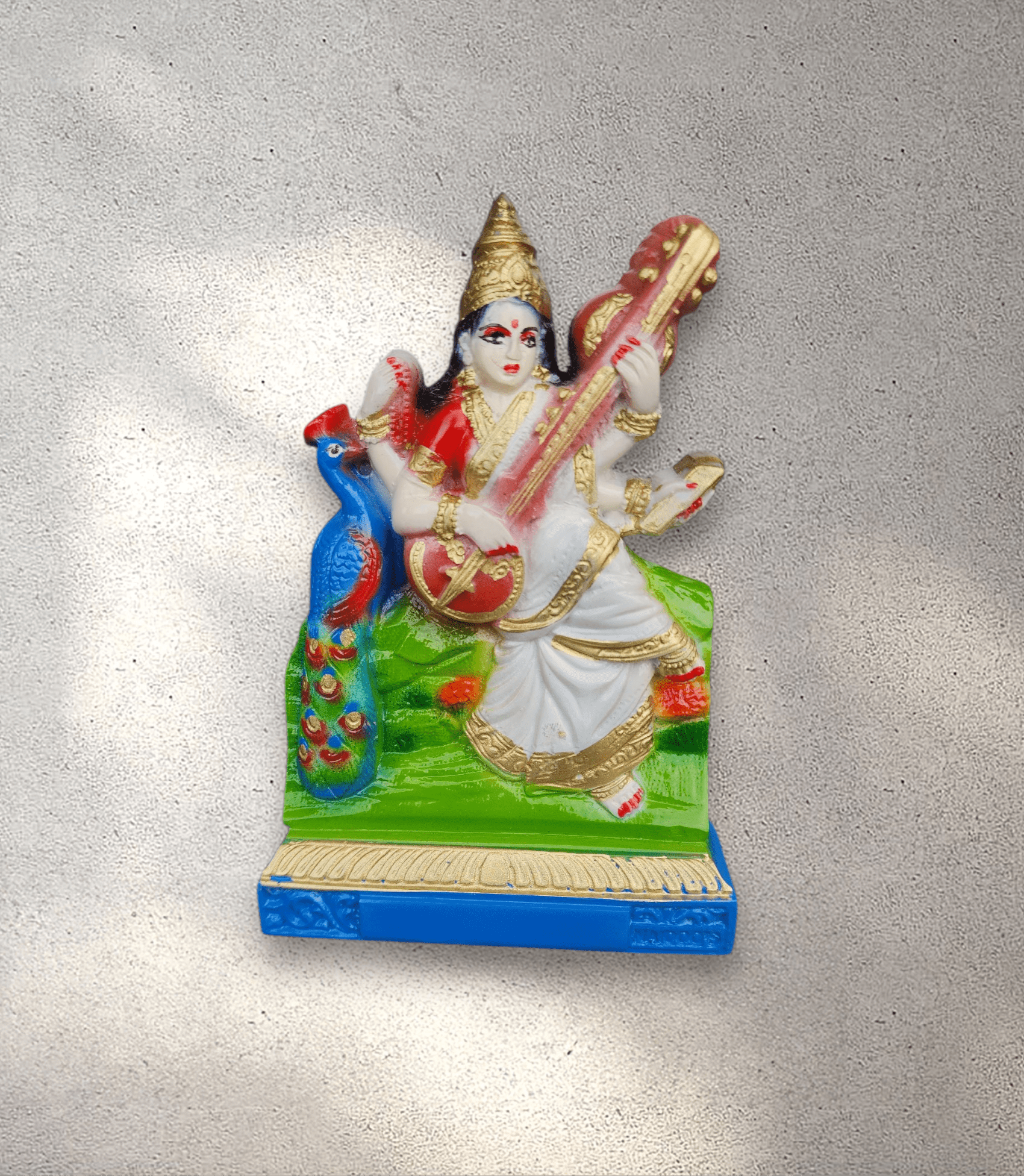 Cast Marble Sariswati Mata Murthi (Flat Back)