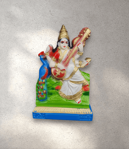 Cast Marble Sariswati Mata Murthi (Flat Back)