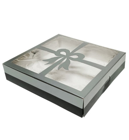 Silver Diwali Gift Box with Clear Lid (Pack of 10)