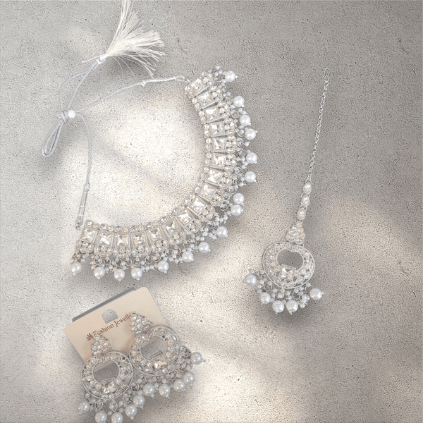 Silver Pearl Soft Jewellery Set - Style 3