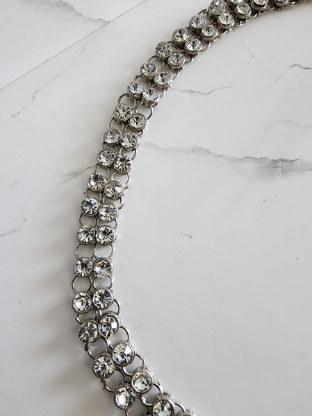 Double Line Silver Sari Belt