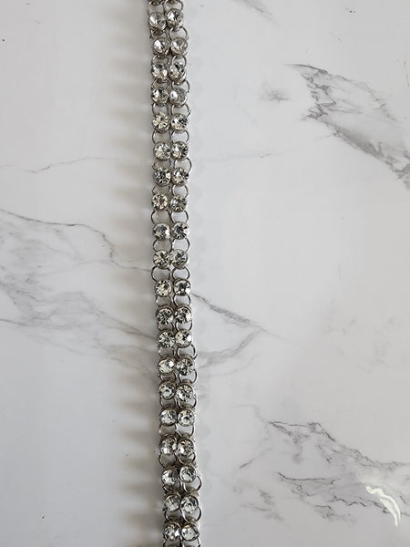 Double Line Silver Sari Belt