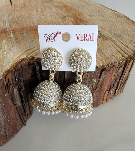 Gold and Silver Jhumka (Earring) - Design 3