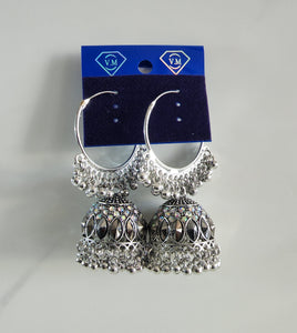 Silver Hoop Jhumka (Earring) - Design 1