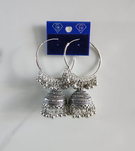 Silver Hoop Jhumka (Earring) - Design 2