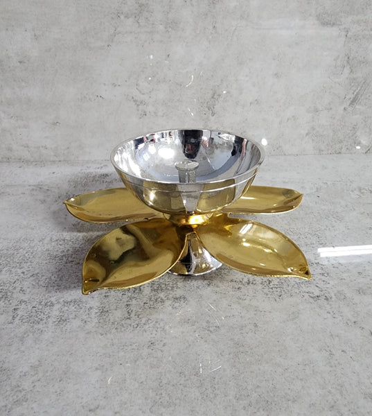 Brass and Silver Lotus Lamp