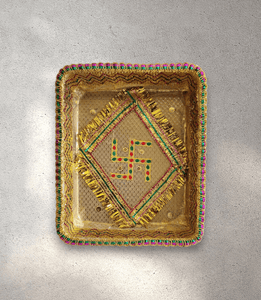 Gold Bandani Swastika Rectangle Tray