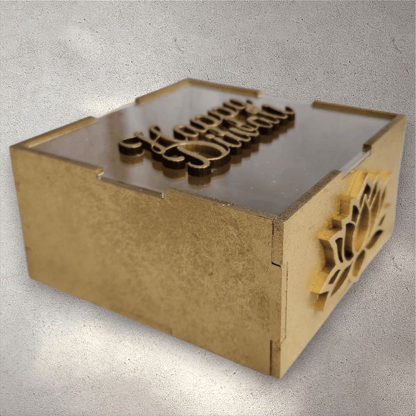 Square Wooden Diwali Gift Box with Perspex Lid