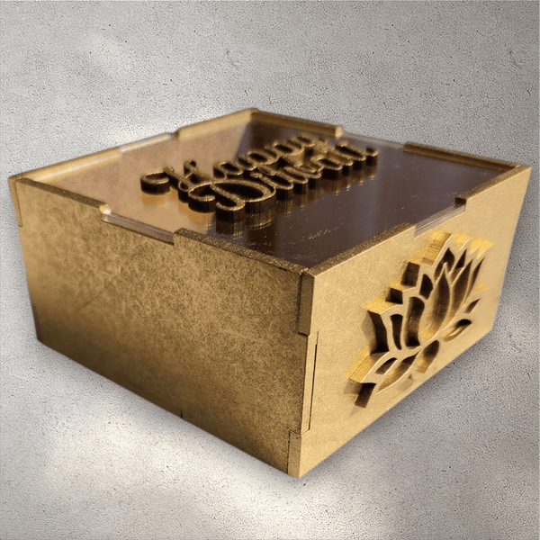 Square Wooden Diwali Gift Box with Perspex Lid