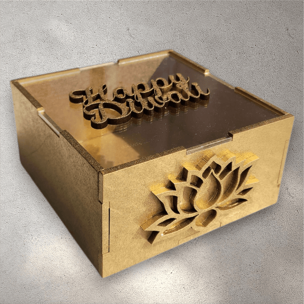 Square Wooden Diwali Gift Box with Perspex Lid