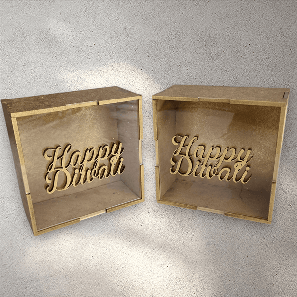 Square Wooden Diwali Gift Box with Perspex Lid