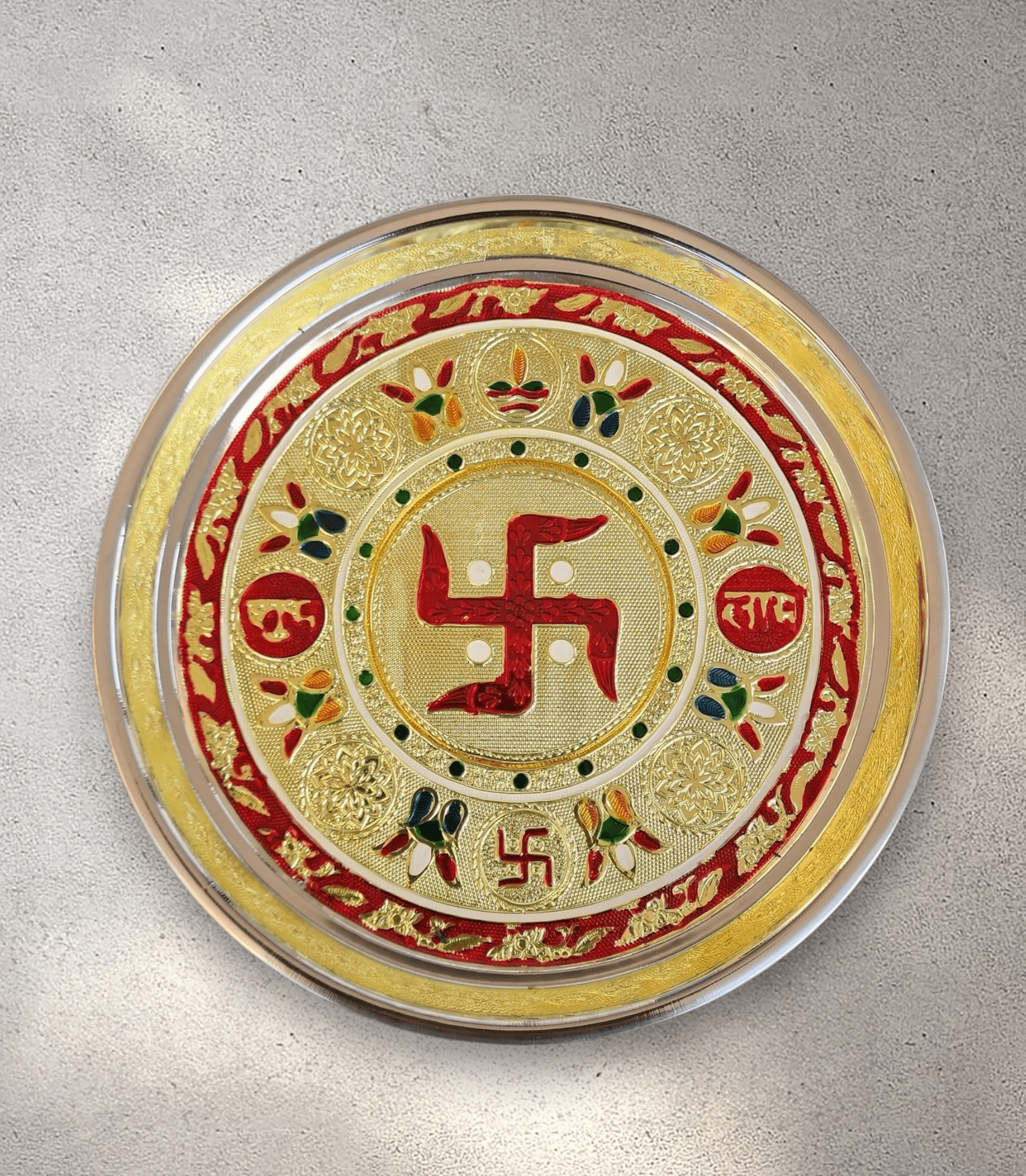 Swastika Stainless Steel Meena Pooja Tray