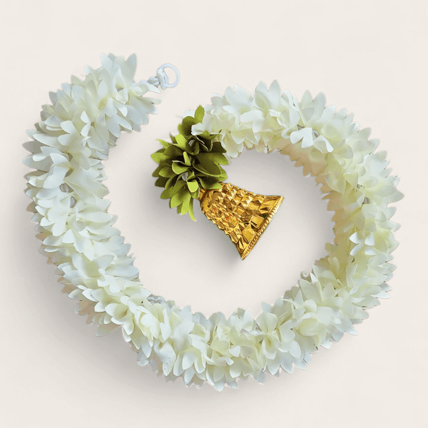 Short White  and Gold Floral Bell Garland (60 cm)