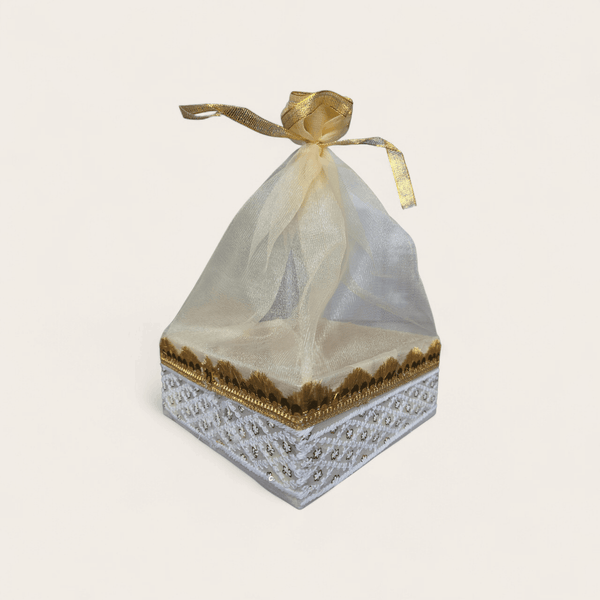 White and Gold Sequin Gift Box - Set of 3