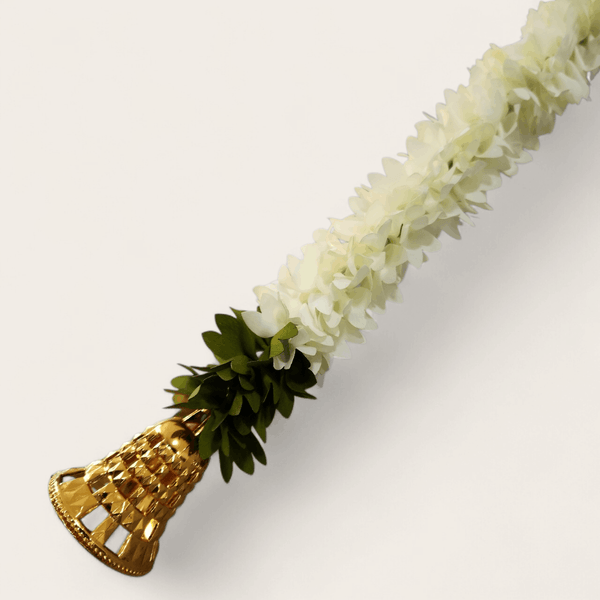 Short White  and Gold Floral Bell Garland (60 cm)