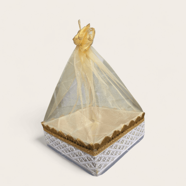 White and Gold Sequin Gift Box - Set of 3