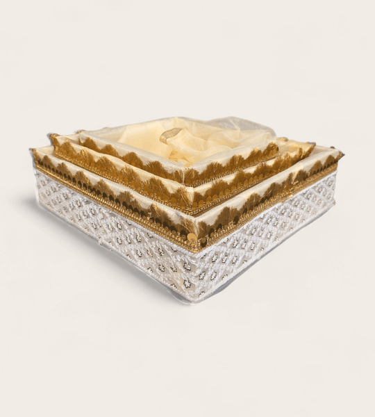 White and Gold Sequin Gift Box - Set of 3