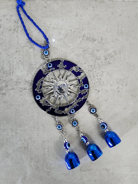 Evil Eye Wind Chime with Sun, Moon and Clouds