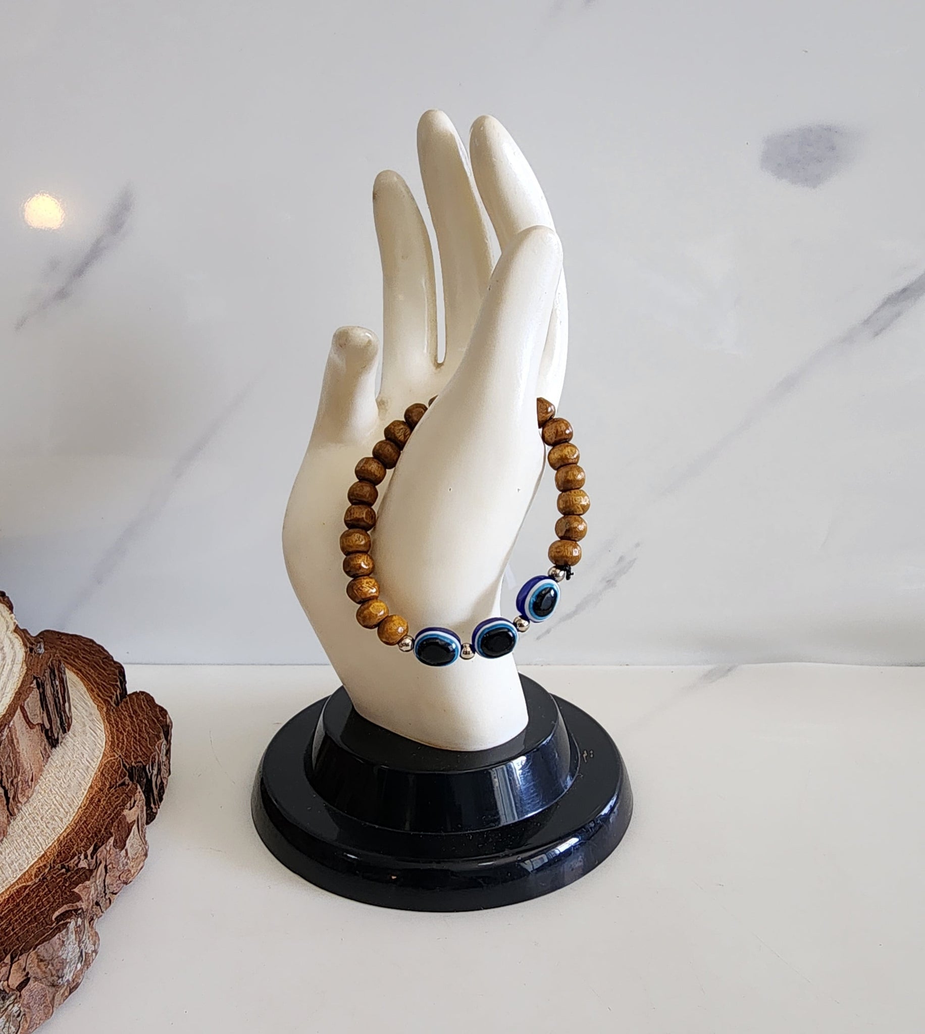 Sandalwood Evil Eye Bracelet