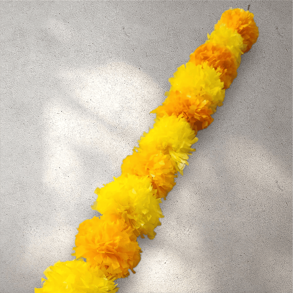 Light Orange and Yellow Marigold Garland (1.4 m)
