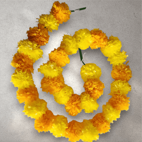 Light Orange and Yellow Marigold Garland (1.4 m)