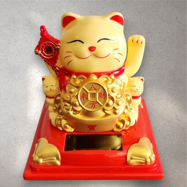 Lucky/ Fortune Cat – Maneki Neko Figurine (Solar-Powered)
