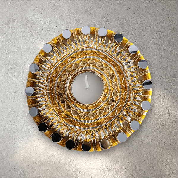 Yellow Mirror Tealight Holder