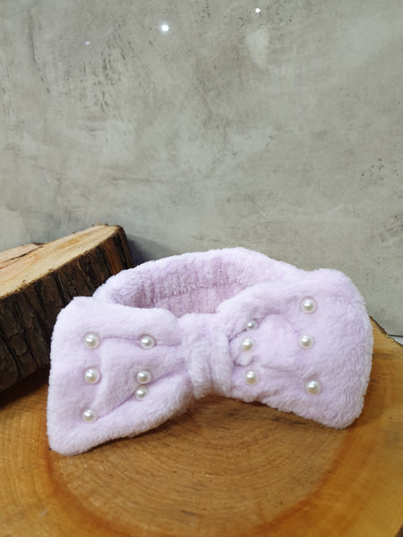 Pearly Bow Fleece Headbands