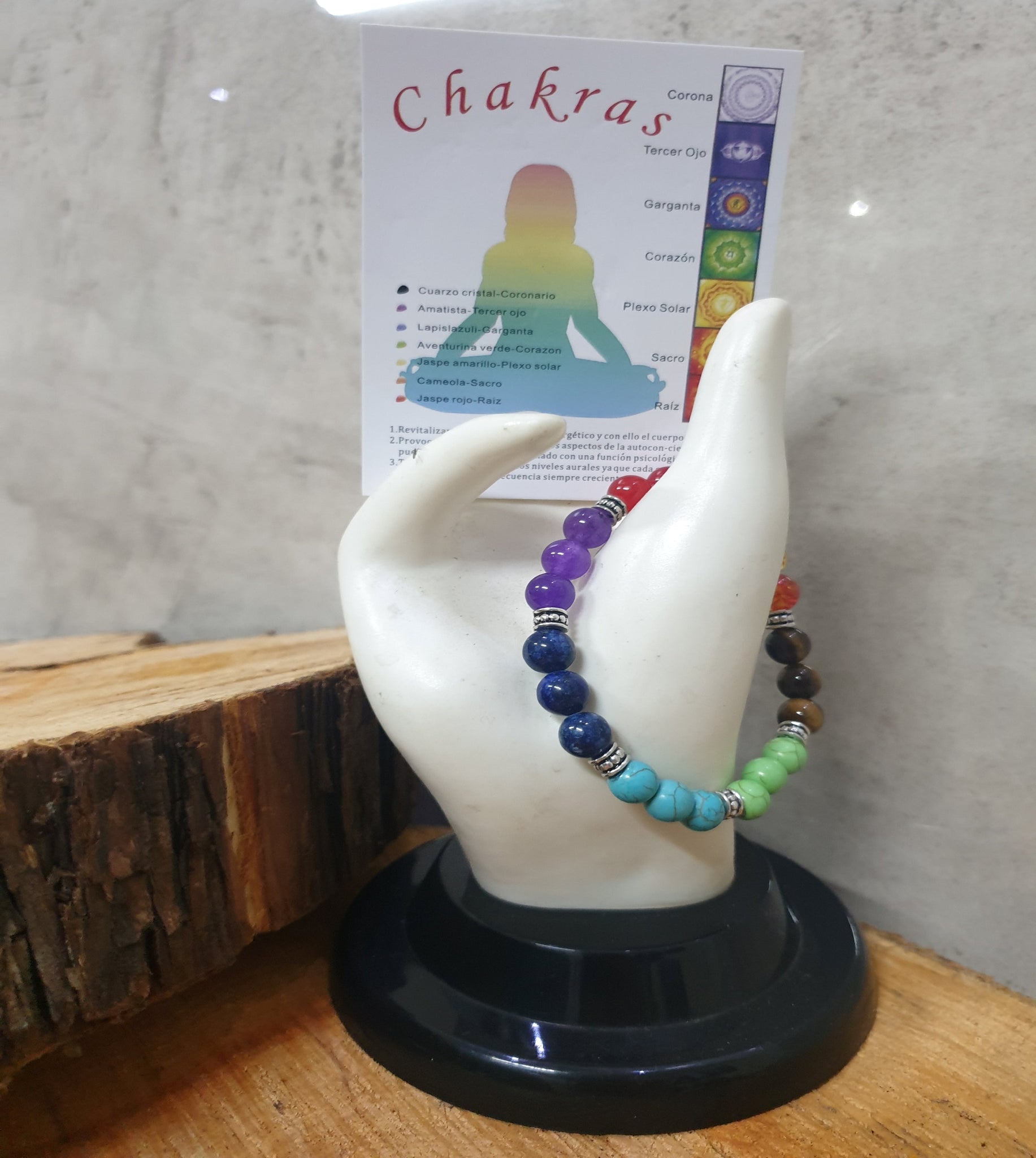 7 Chakra Stone Bracelet - Large Bead