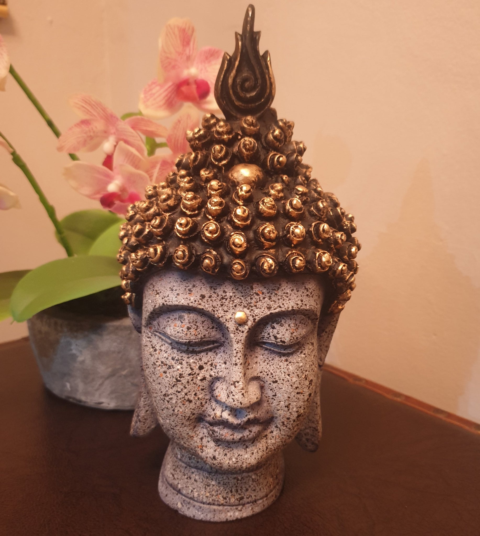 Small Grey Buddha Head Statue (24cm)
