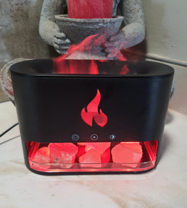 Flame Aroma Diffuser with Himalayan Salt - Black