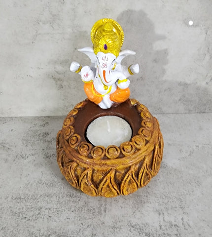 Round Ganesha Tealight Holder