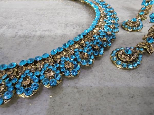Gold and Blue Necklace Set - Design 2