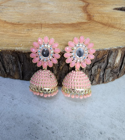 Pink and Gold Jhumka (Earring) - Design 2